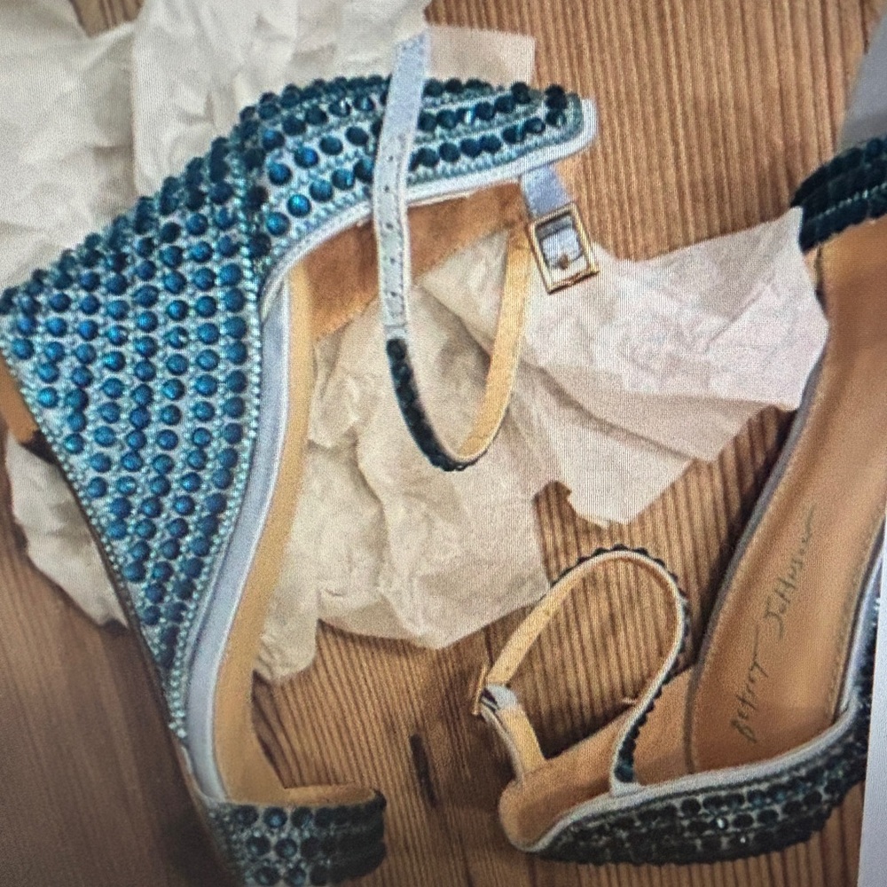 Betsy Johnson NWT - Size 7.5 Elegant Debie Bejeweled Strap Wedge - Picture 7 of 14